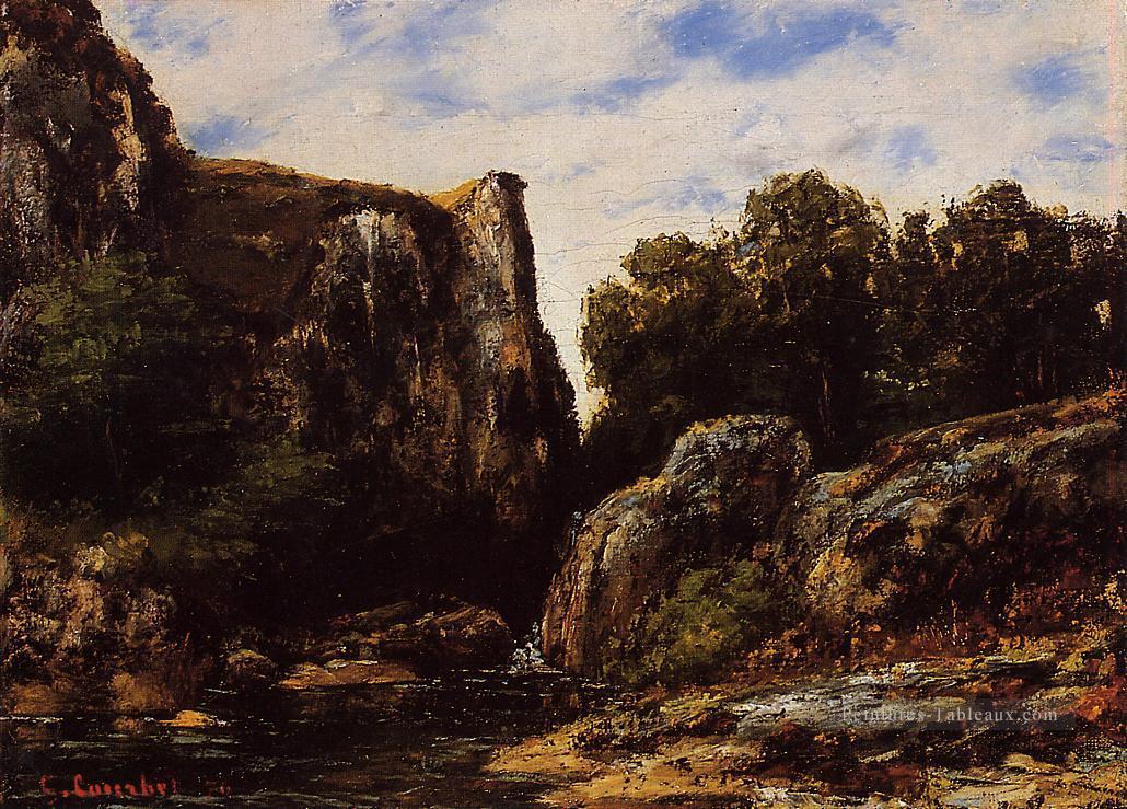 Une cascade dans le paysage jurassien Gustave Courbet Montagne Peintures à l'huile